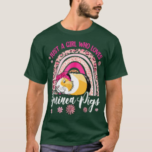 Camiseta Just A Girl Who Loves Guinea Pigs Floral Rainbow G