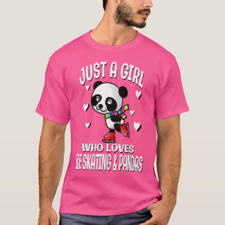 Camiseta Just A Girl Who Loves Ice Skating Pandas Cute Bear