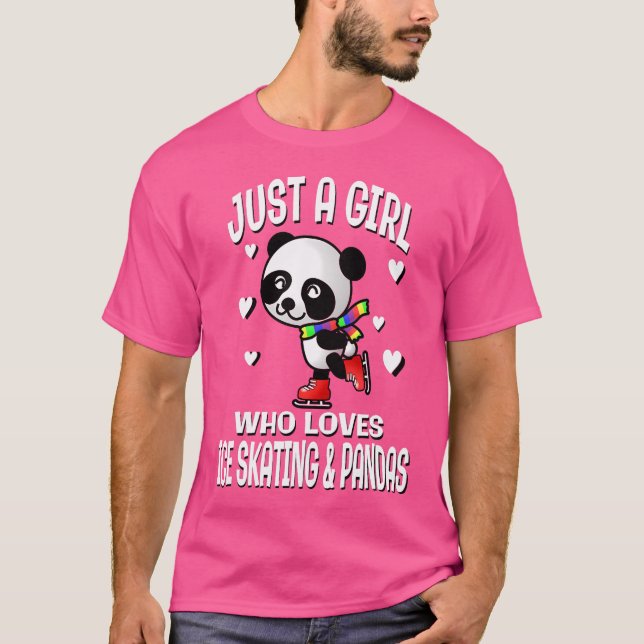 Camiseta Just A Girl Who Loves Ice Skating Pandas Cute Bear (Anverso)