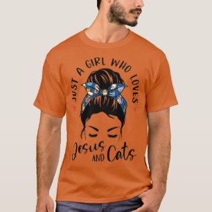 Camiseta Just A Girl Who Loves Jesus And Cats Christian Gif