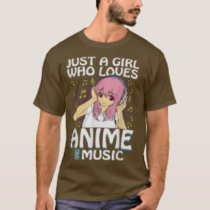 Camiseta Just A Girl Who Loves Music Anime Eye Girl Teen Co