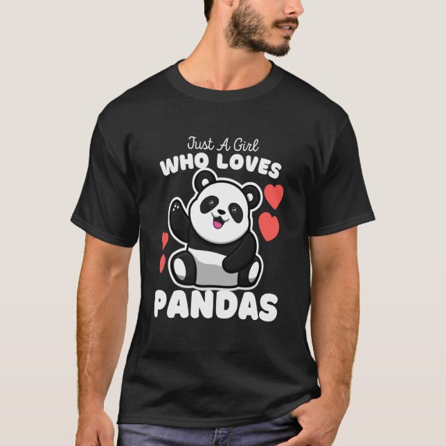 Camiseta Just A Girl Who Loves Pandas Cute Panda Bear Kids (Anverso)