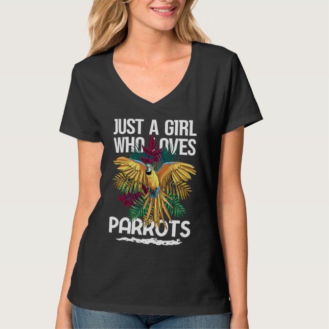 Camiseta Just a Girl who loves Parrots Bird Fauna (Anverso)
