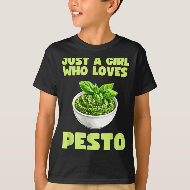Camiseta Just A Girl Who Loves Pesto Basil Pasta Italian Ad (Anverso)