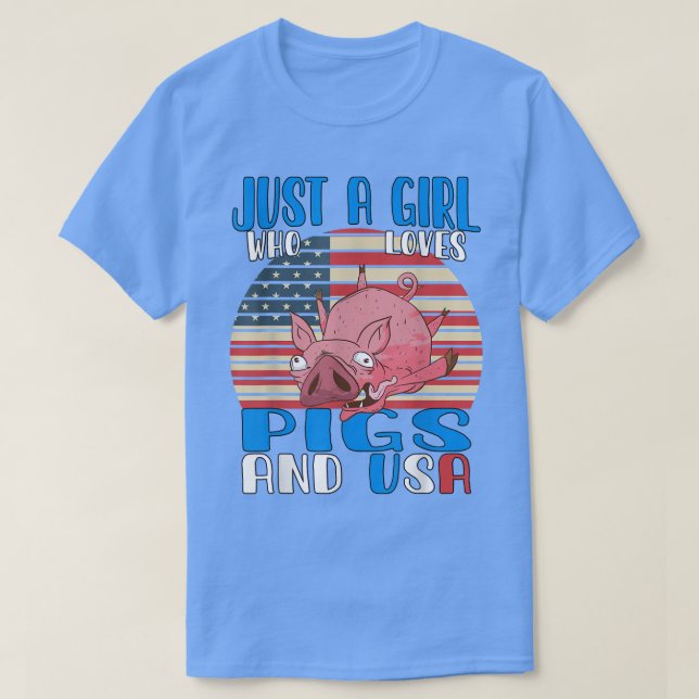 Camiseta Just A Girl Who Loves Pigs And Usa 3604  (Diseño del anverso)