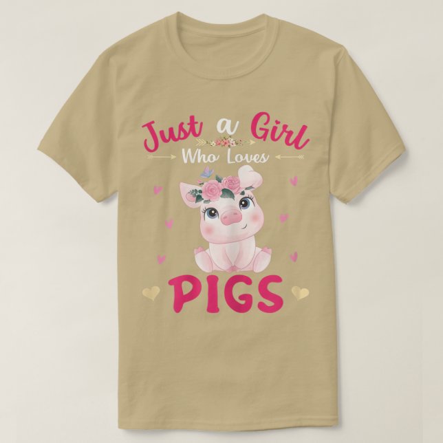Camiseta Just A Girl Who Loves PigsCute Pigs Lover Girls Ki (Diseño del anverso)