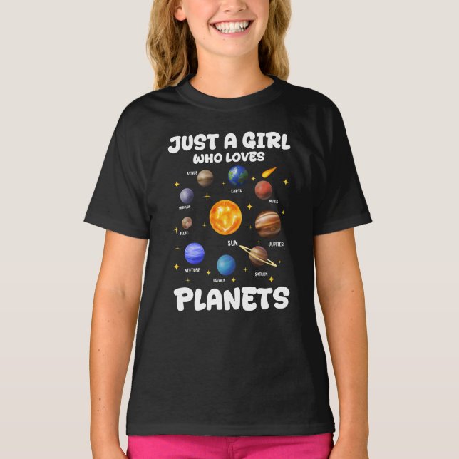 Camiseta Just A Girl Who Loves Planets Solar System (Anverso)