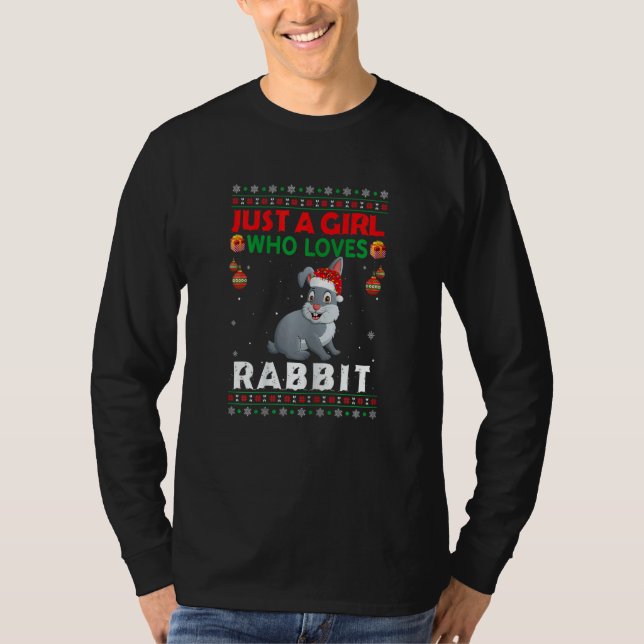 Camiseta Just A Girl Who Loves Rabbit Matching Christmas Pa (Anverso)