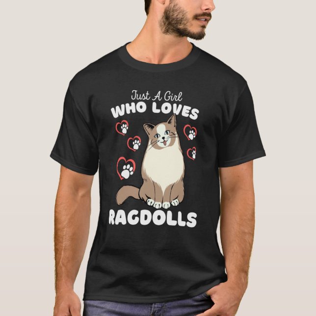 Camiseta Just A Girl Who Loves Ragdolls Cute Kitten Kids (Anverso)