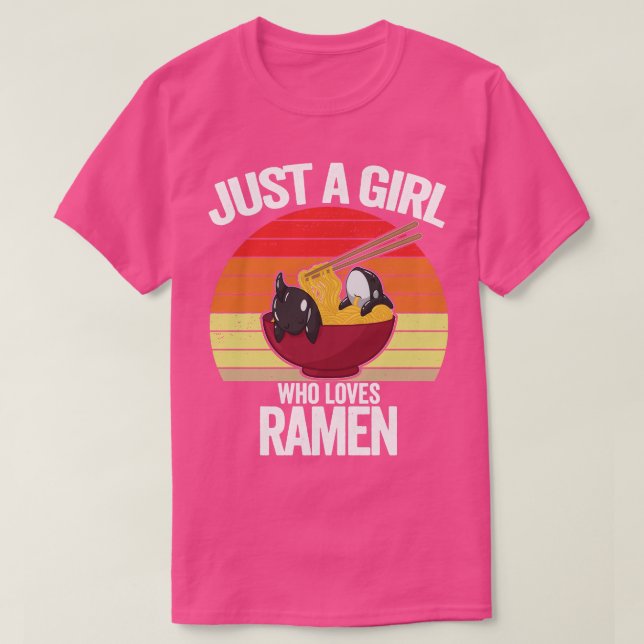 Camiseta Just a Girl Who Loves Ramen Orca Whale Shirt Kids  (Diseño del anverso)