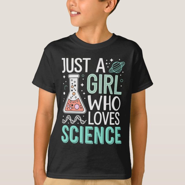 Camiseta Just A Girl Who Loves Science Back To School Kids  (Anverso)