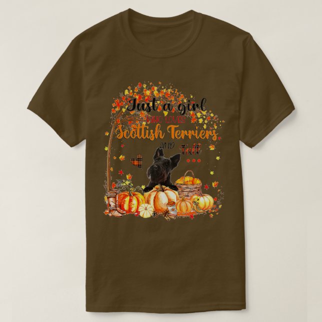 Camiseta Just A Girl Who Loves Scottish Terriers And Fall - (Diseño del anverso)