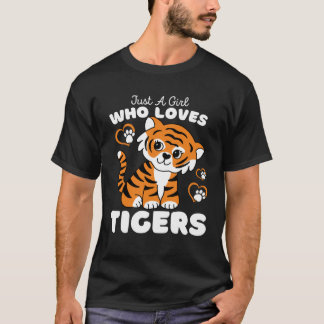 Camiseta Just A Girl Who Loves Tigers  Cute Girls Cat  Tige