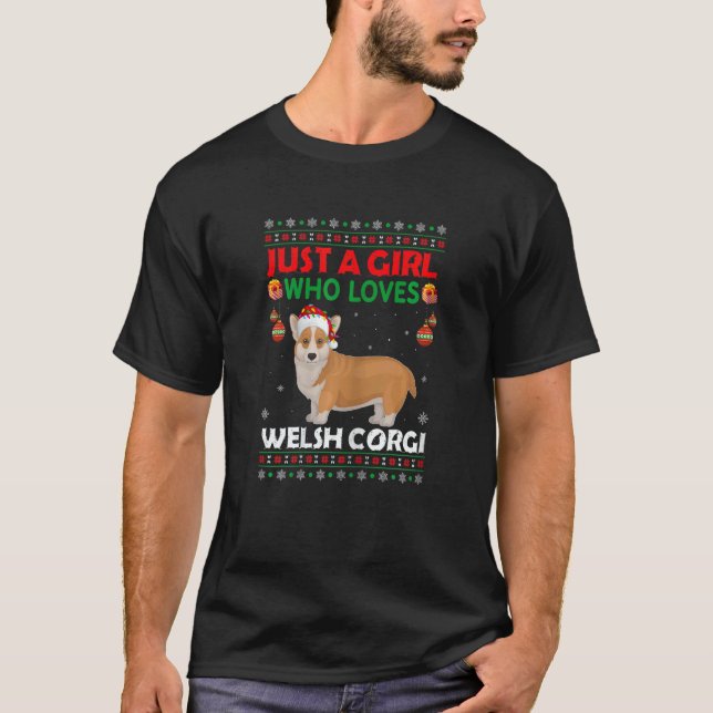 Camiseta Just A Girl Who Loves Welsh Corgi Matching Christm (Anverso)