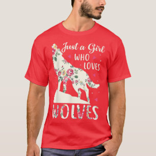 Camiseta Just A Girl Who Loves Wolves Cute Wolf Silhouette