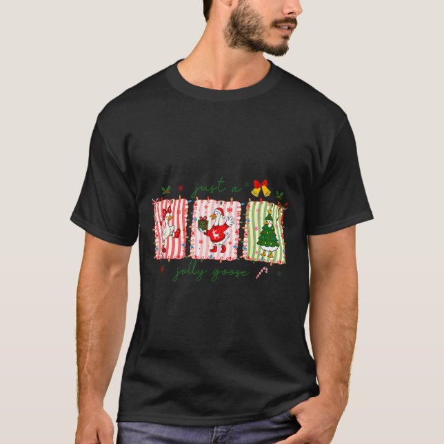 Camiseta Just A Jolly Goose Christmas Lights Ne Bow Coquett (Anverso)
