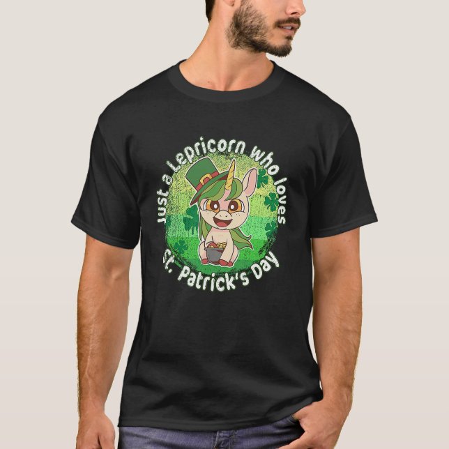 Camiseta Just A Lepricorn St Patricks Day Retro Sunset Unic (Anverso)