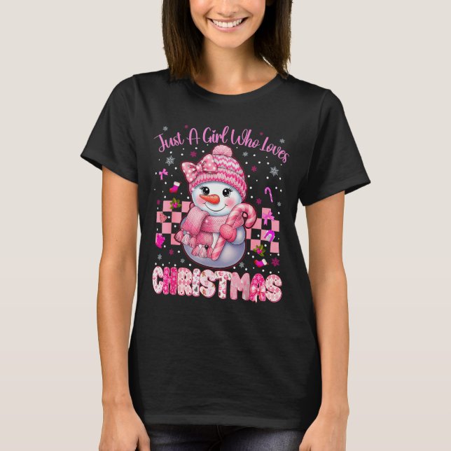 Camiseta Just A Little Girl Who Loves Christmas Nk Snowman  (Anverso)