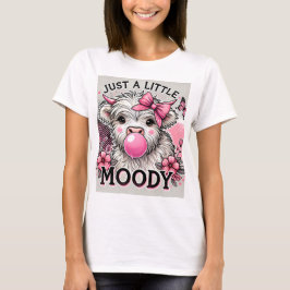 Camiseta Just A Little Moody Highland Cow Pink Bow