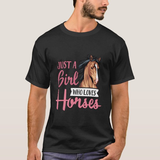 Camiseta Just A Who Loves Horses Horseback Riding Lesson (Anverso)