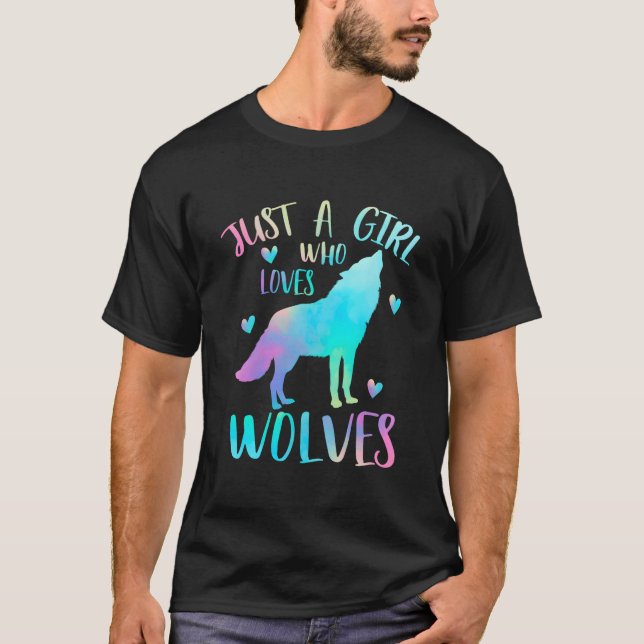 Camiseta Just A Who Loves Wolves Watercolor Wolf (Anverso)
