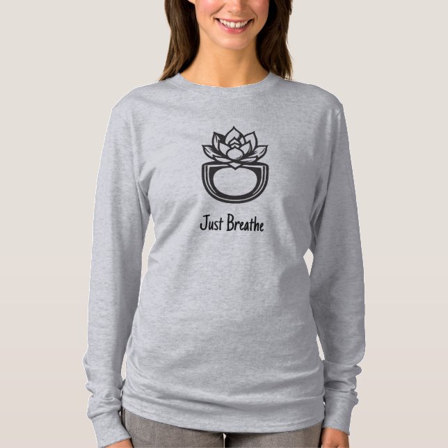 Camiseta Just Breathe Minimalist Succulent Lotus Graphic |  (Anverso)