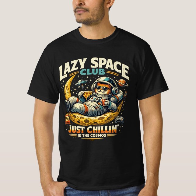 Camiseta Just Chilling Lazy Astronaut Cat T-Shirt (Anverso)