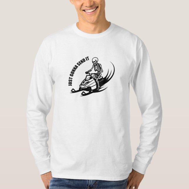 Camiseta Just gonna send it | crazy skeleton ridding snowmo (Anverso)
