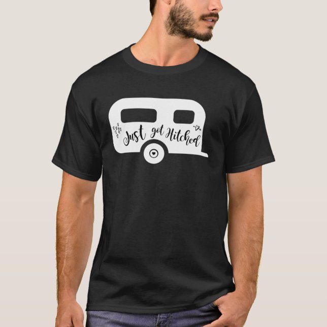 Camiseta Just Got Hitched Bride Groom Camping Couple weddin (Anverso)
