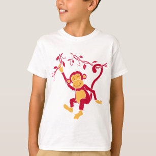 Camiseta Just hangin's funky mono rojo tac gráfico