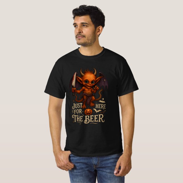 Camiseta "Just Here for the Beer" Demon Art (Anverso completo)