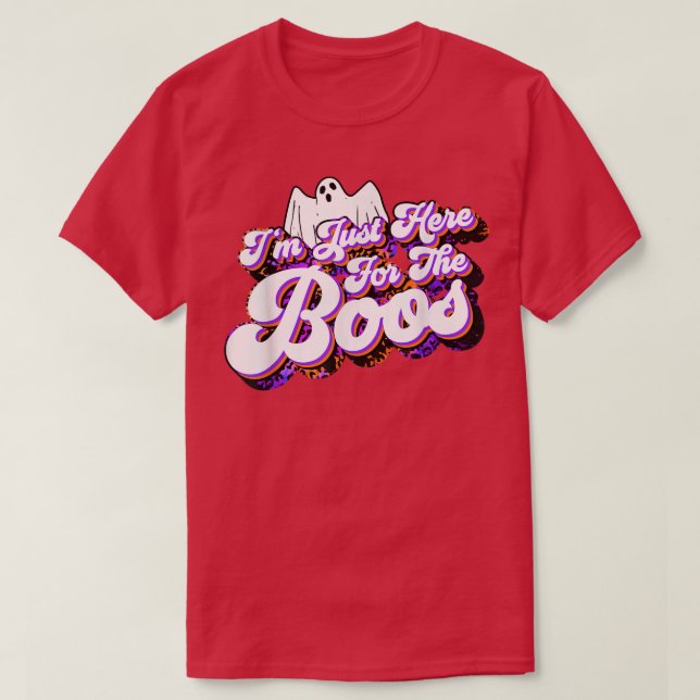 Camiseta Just Here For The Boos Funny Ghost Leopard Hallowe (Diseño del anverso)