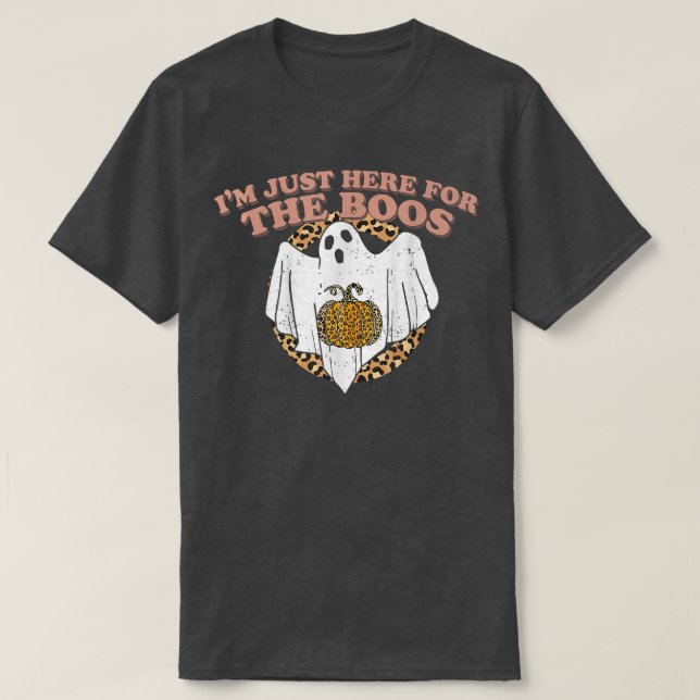 Camiseta Just Here For The Boos Funny Ghost Leopard Hallowe (Diseño del anverso)