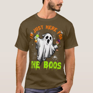 Camiseta Just Here For The Boos Ghost Drink Spider Hallowee
