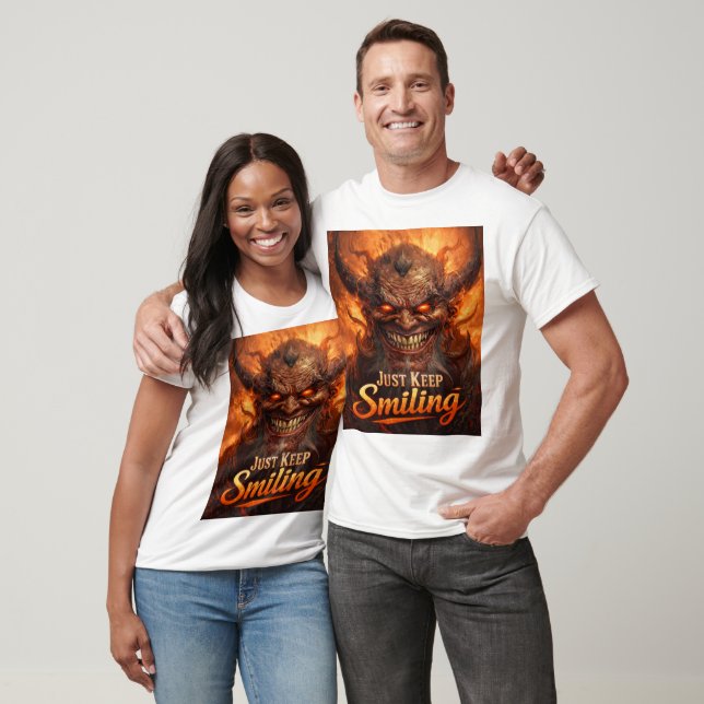 Camiseta Just Keep Smiling Evil Demon Dark Fantasy Art (Unisexo)