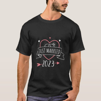 Camiseta Just Married 2023 With He For Wedding And Honeymoo