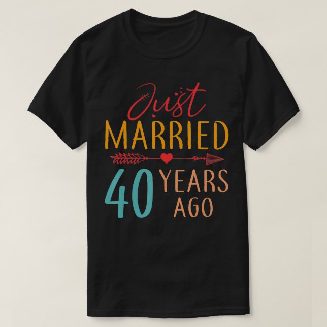 Camiseta Just Married 40 Years Ago Retro Couple 40th Annive (Diseño del anverso)