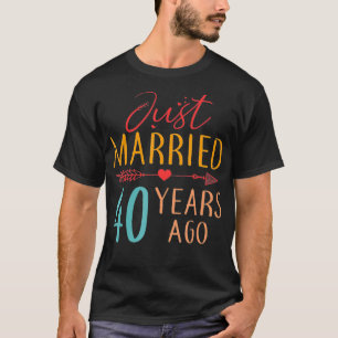 Camiseta Just Married 40 Years Ago Retro Couple 40th Annive