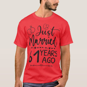 Camiseta Just Married 61 Years Ago Matching 61st Wedding An