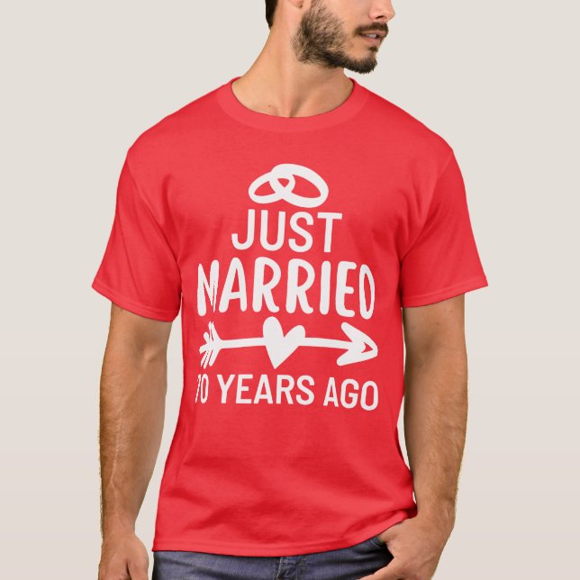Camiseta Just Married 70 Years Ago Wedding Anniversary fami (Anverso)