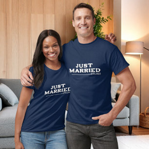 Camiseta just married shirt, honeymoon shirt, wedding shirt
