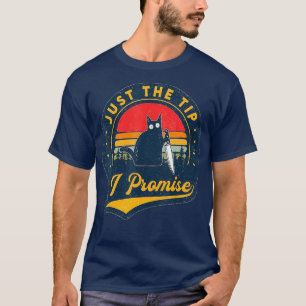 Camiseta Just The Tip I Promise Cat with Knife Retro