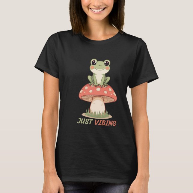 Camiseta Just Vibing Frog Mushroom T-Shirt (Anverso)