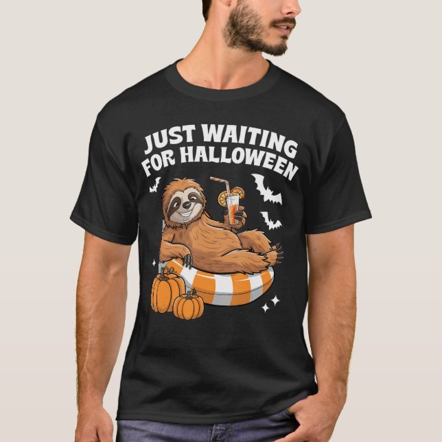 Camiseta Just Waiting For Halloween Cute Lazy Sloth Hallowe (Anverso)