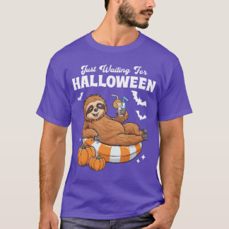 Camiseta Just Waiting For Halloween Cute Lazy Sloth Hallowe