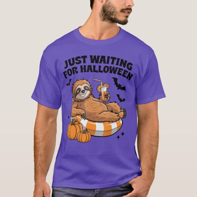 Camiseta Just Waiting For Halloween Cute Lazy Sloth Hallowe (Anverso)