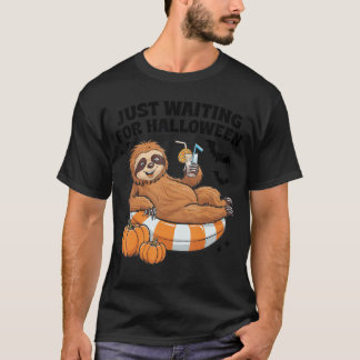 Camiseta Just Waiting For Halloween Cute Lazy Sloth Hallowe