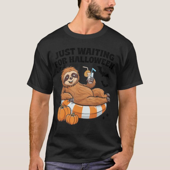 Camiseta Just Waiting For Halloween Cute Lazy Sloth Hallowe (Anverso)