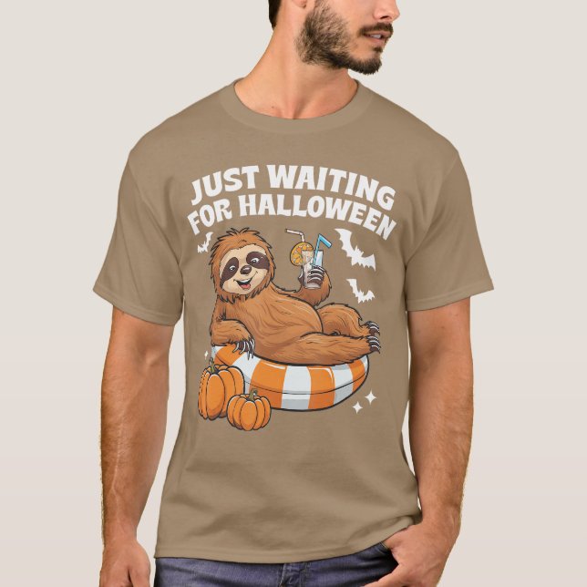 Camiseta Just Waiting For Halloween Cute Lazy Sloth Hallowe (Anverso)