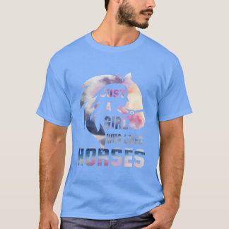 Camiseta Juste Un chica que ama a los amigos del caballo